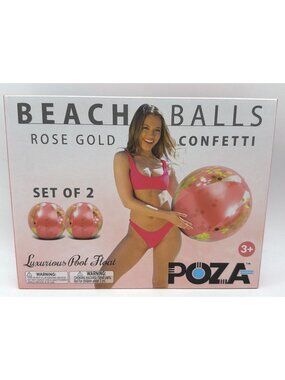 Beach Balls Rose Gold Confetti Set Of 2 Luxurious Pool Float 16" Inflatable By P
